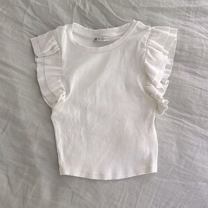 white ribbed flare top